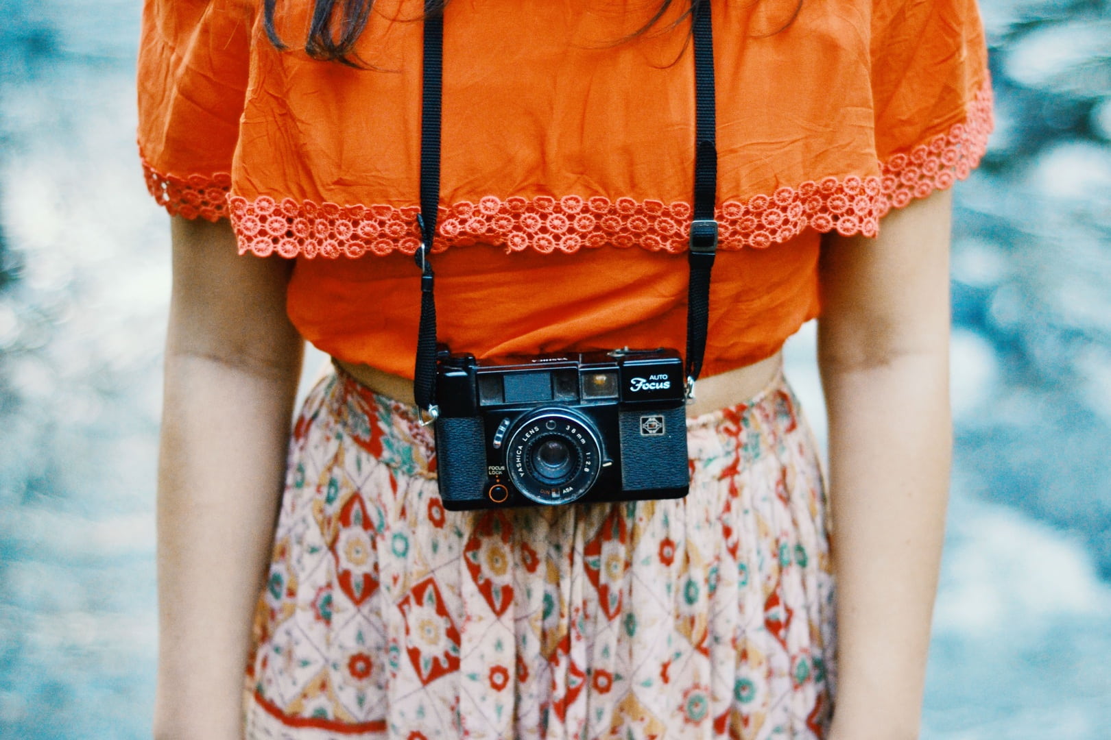 Girl Woman Camera Orange Pattern Spring 1269051 Pxhere.com 